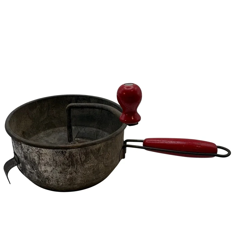 Vtg Foley Food Mill‎ Red Wood Handle Hand Crank Rustic Kitchen Decor Primitive